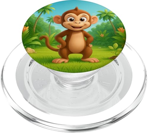 Süßer Affe im Dschungel lächelnder glücklicher Kawaii-Affe PopSockets PopGrip für MagSafe von Kawaii Jungle Animals