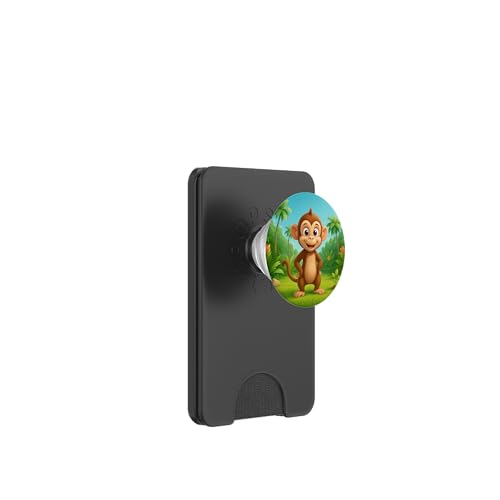 Süßer Affe im Dschungel lächelnder glücklicher Kawaii-Affe PopSockets PopWallet für MagSafe von Kawaii Jungle Animals