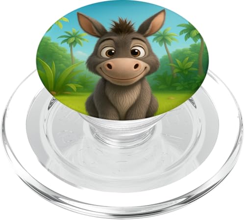 Süßer Esel im Dschungel Happy Kawaii lächelnder Esel PopSockets PopGrip für MagSafe von Kawaii Jungle Animals