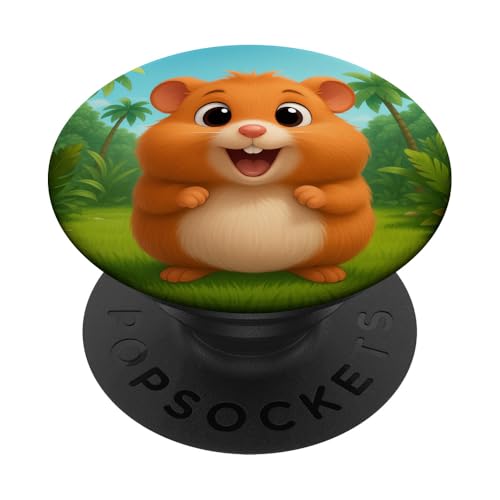 Süßer Hamster im Dschungel Happy Kawaii lächelnder Hamster PopSockets Klebender PopGrip Süßer Hamster im Dschungel Happy Kawaii lächelnder Hamster PopSockets Klebender PopGrip von Kawaii Jungle Animals