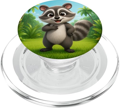 Süßer Waschbär im Dschungel lächelnder glücklicher Kawaii Waschbär PopSockets PopGrip für MagSafe Süßer Waschbär im Dschungel lächelnder glücklicher Kawaii Waschbär PopSockets PopGrip für MagSafe von Kawaii Jungle Animals
