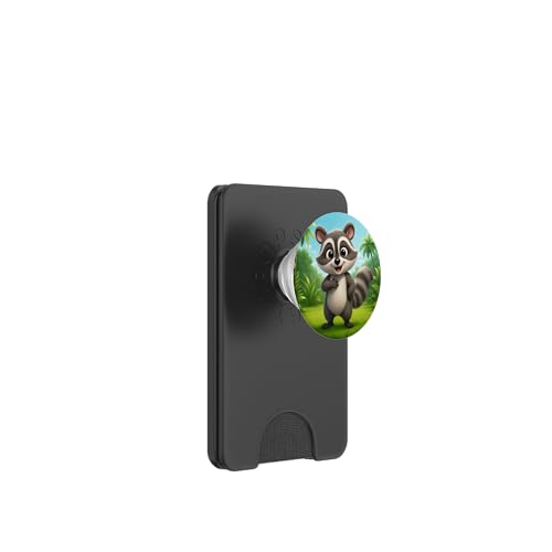 Süßer Waschbär im Dschungel lächelnder glücklicher Kawaii Waschbär PopSockets PopWallet für MagSafe Süßer Waschbär im Dschungel lächelnder glücklicher Kawaii Waschbär PopSockets PopWallet für MagSafe von Kawaii Jungle Animals