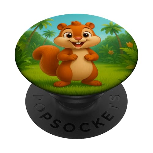 Süßes Eichhörnchen im Dschungel lächelndes Kawaii-Eichhörnchen PopSockets Klebender PopGrip von Kawaii Jungle Animals