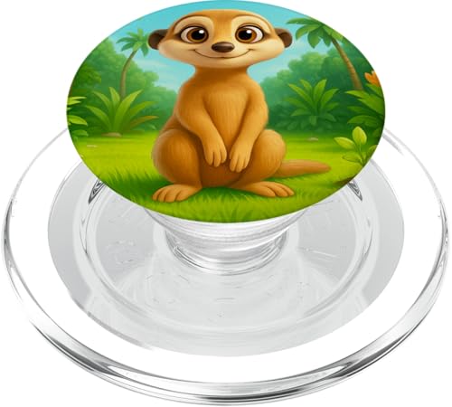 Süßes Erdmännchen im Dschungel lächelndes Kawaii-Erdmännchen PopSockets PopGrip für MagSafe von Kawaii Jungle Animals