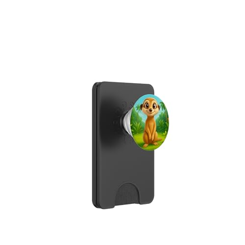 Süßes Erdmännchen im Dschungel lächelndes Kawaii-Erdmännchen PopSockets PopWallet für MagSafe von Kawaii Jungle Animals