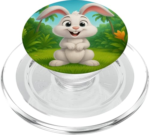 Süßes Kaninchen im Dschungel, lächelnd, glückliches Kawaii-Hase PopSockets PopGrip für MagSafe von Kawaii Jungle Animals