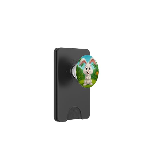 Süßes Kaninchen im Dschungel, lächelnd, glückliches Kawaii-Hase PopSockets PopWallet für MagSafe von Kawaii Jungle Animals