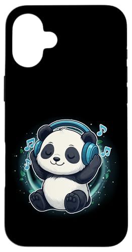 Kawaii Panda mit Kopfhörern Musik Panda Grafik Hülle für iPhone 16 Plus von Kawaii Panda With Headphones Tees Apparel