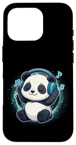 Kawaii Panda mit Kopfhörern Musik Panda Grafik Hülle für iPhone 16 Pro von Kawaii Panda With Headphones Tees Apparel