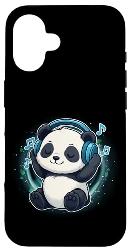 Kawaii Panda mit Kopfhörern Musik Panda Grafik Hülle für iPhone 16 von Kawaii Panda With Headphones Tees Apparel