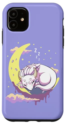 Hülle für iPhone 11 Pastell Goth Kawaii Dragon Sleeping on Crescent Moon Anime von Kawaii Pastel Goth Heaven