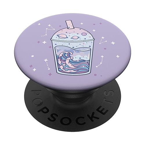 Kawaii Aesthetic Cute Boba Milk Tea Lover Japanese Waves Art PopSockets Klebender PopGrip von Kawaii Stuff