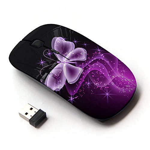KawaiiMouse [ Optical 2.4G Wireless Mouse ] Butterfly Glitter Glittering Black Neon Purple von KawaiiMouse
