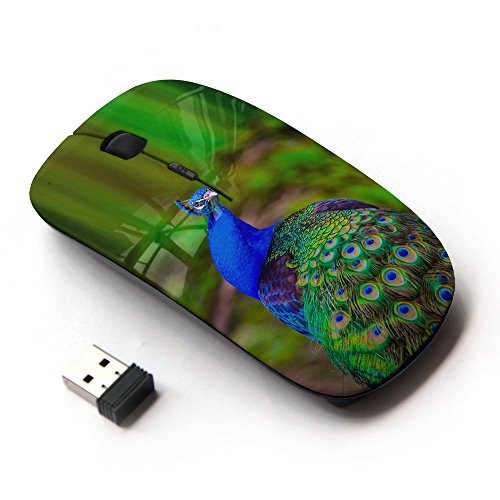 KawaiiMouse [ Optical 2.4G Wireless Mouse ] Peacock Green Vibrant Purple Blue Bird von KawaiiMouse