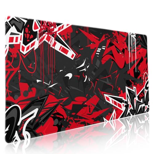 Gaming-Mauspad, XXL, abstraktes Graffiti, geometrisch, cool, erweiterte große Schreibtischmatte, rutschfeste Gummiunterseite, genähte Kanten, lange Tastatur-Mauspad für PC, Computer, Laptop, 90 x 40 Gaming-Mauspad, XXL, abstraktes Graffiti, geometrisch, cool, erweiterte große Schreibtischmatte, rutschfeste Gummiunterseite, genähte Kanten, lange Tastatur-Mauspad für PC, Computer, Laptop, 90 x 40 von Kawani