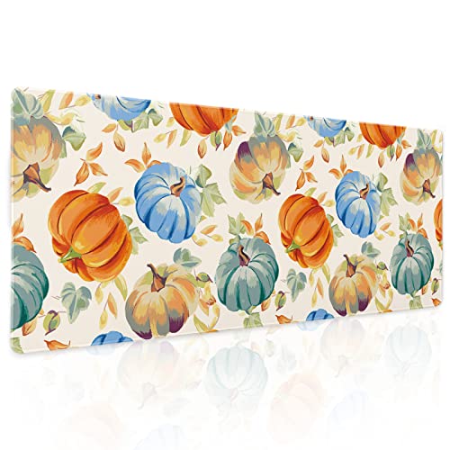 Gaming-Mauspad mit Aquarell-Kürbiss-Motiv, XL, Herbstblätter, erweitert, große Schreibtischmatte, rutschfeste Gummiunterseite, genähter Rand, lange Tastatur-Mauspad für PC, Computer, Laptop, 80x29 cm Gaming-Mauspad mit Aquarell-Kürbiss-Motiv, XL, Herbstblätter, erweitert, große Schreibtischmatte, rutschfeste Gummiunterseite, genähter Rand, lange Tastatur-Mauspad für PC, Computer, Laptop, 80x29 cm von Kawani