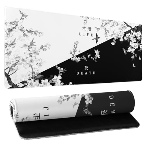 Gaming-Mauspad mit Kirschblüten-Motiv, Größe XL, großes Mauspad, japanisches Sakura-Mauspad, Schreibtischunterlage, verlängerte genähte rutschfeste Gummiränder, 80 x 20 cm Gaming-Mauspad mit Kirschblüten-Motiv, Größe XL, großes Mauspad, japanisches Sakura-Mauspad, Schreibtischunterlage, verlängerte genähte rutschfeste Gummiränder, 80 x 20 cm von Kawani