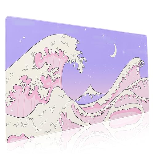 Japanisches Anime-Gaming-Mauspad, XXL, niedliches Kawaii, ästhetisch, Meereswelle, erweiterte große Schreibtischmatte, rutschfeste Gummiunterseite, genähte Kanten, lange Tastatur-Mauspad für PC, Japanisches Anime-Gaming-Mauspad, XXL, niedliches Kawaii, ästhetisch, Meereswelle, erweiterte große Schreibtischmatte, rutschfeste Gummiunterseite, genähte Kanten, lange Tastatur-Mauspad für PC, von Kawani
