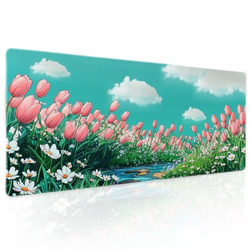 Gaming-Mauspad mit niedlichem Anime-Blumenmuster, XL, Salbeigrün, Kawaii, erweiterte große Schreibtischunterlage, rutschfeste Gummiunterseite, genähter Rand, lange Tastatur-Mauspad für PC, Computer, Gaming-Mauspad mit niedlichem Anime-Blumenmuster, XL, Salbeigrün, Kawaii, erweiterte große Schreibtischunterlage, rutschfeste Gummiunterseite, genähter Rand, lange Tastatur-Mauspad für PC, Computer, von Kawani