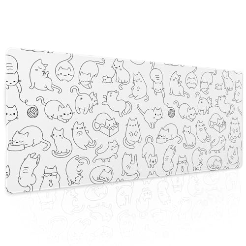 Gaming-Mauspad mit niedlicher Katze, XL, Kawaii-Kätzchen, Anime, ästhetisch, erweitert, groß, rutschfeste Gummiunterseite, genähter Rand, lange Tastatur-Mauspad für PC, Computer, Laptop, 80 x 29 cm, Gaming-Mauspad mit niedlicher Katze, XL, Kawaii-Kätzchen, Anime, ästhetisch, erweitert, groß, rutschfeste Gummiunterseite, genähter Rand, lange Tastatur-Mauspad für PC, Computer, Laptop, 80 x 29 cm, von Kawani