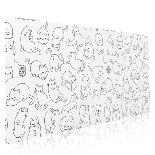 Gaming-Mauspad mit niedlicher Katze, XXL, Kawaii-Kätzchen, Anime, ästhetisch, erweiterte, große Schreibtischunterlage, rutschfeste Gummiunterseite, genähter Rand, lange Tastatur-Mauspad für PC, Gaming-Mauspad mit niedlicher Katze, XXL, Kawaii-Kätzchen, Anime, ästhetisch, erweiterte, große Schreibtischunterlage, rutschfeste Gummiunterseite, genähter Rand, lange Tastatur-Mauspad für PC, von Kawani