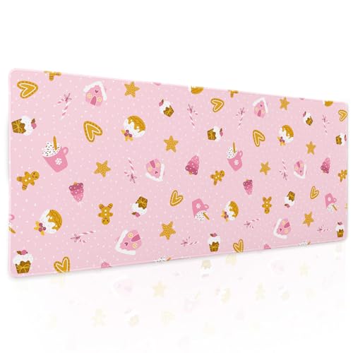 Gaming-Mauspad mit weihnachtlichem Motiv, Größe XL, niedlicher Kawaii-Cupcake, Lebkuchen, verlängerte große Schreibtischunterlage, rutschfeste Gummiunterseite, genähte Kanten, lange Tastatur-Mauspad Gaming-Mauspad mit weihnachtlichem Motiv, Größe XL, niedlicher Kawaii-Cupcake, Lebkuchen, verlängerte große Schreibtischunterlage, rutschfeste Gummiunterseite, genähte Kanten, lange Tastatur-Mauspad von Kawani