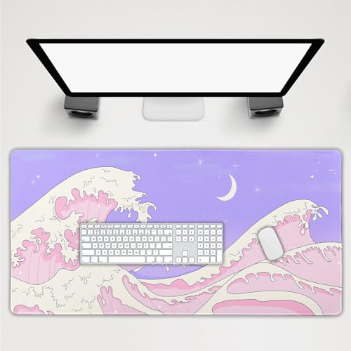 Japanisches Anime-Gaming-Mauspad, XXL, niedliches Kawaii, ästhetische Meereswelle, erweiterte große Schreibtischmatte, rutschfeste Gummiunterseite, genähter Rand, lange Tastatur-Mauspad für Computer, Japanisches Anime-Gaming-Mauspad, XXL, niedliches Kawaii, ästhetische Meereswelle, erweiterte große Schreibtischmatte, rutschfeste Gummiunterseite, genähter Rand, lange Tastatur-Mauspad für Computer, von Kawani