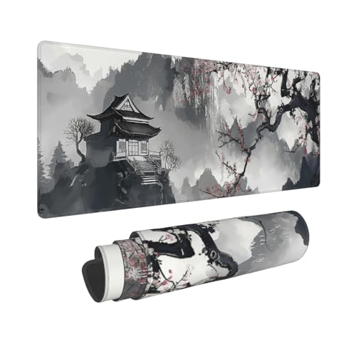 Kawani Gaming-Mauspad mit japanischen Kirschblüten, Größe XL, Grau/Rosa, Aquarell-Muster, erweiterte große Schreibtischunterlage, großes Mauspad, 80 x 30 cm, rutschfeste Gummiunterseite, langes Kawani Gaming-Mauspad mit japanischen Kirschblüten, Größe XL, Grau/Rosa, Aquarell-Muster, erweiterte große Schreibtischunterlage, großes Mauspad, 80 x 30 cm, rutschfeste Gummiunterseite, langes von Kawani