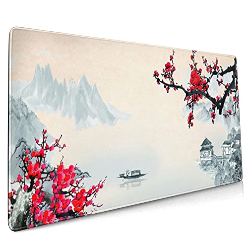 Sakura Aquarell-Mauspad mit Kirschblütenmuster, 80 x 40 cm, mit genähten Kanten, verlängerte wasserdichte Schreibtischunterlagen, große Tastaturmatte, Computerspiel-Mauspad für Arbeit/Büro/Zuhause Sakura Aquarell-Mauspad mit Kirschblütenmuster, 80 x 40 cm, mit genähten Kanten, verlängerte wasserdichte Schreibtischunterlagen, große Tastaturmatte, Computerspiel-Mauspad für Arbeit/Büro/Zuhause von Kawani