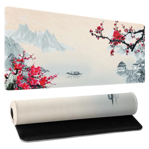 Sakura Watercolor Cherry Blossom Gaming Mauspad 80 x 29 cm mit genähten Kanten, verlängerte wasserdichte Schreibtischunterlagen, große Tastaturmatte, Computerspiel-Mauspad für Arbeit/Büro/Zuhause Sakura Watercolor Cherry Blossom Gaming Mauspad 80 x 29 cm mit genähten Kanten, verlängerte wasserdichte Schreibtischunterlagen, große Tastaturmatte, Computerspiel-Mauspad für Arbeit/Büro/Zuhause von Kawani