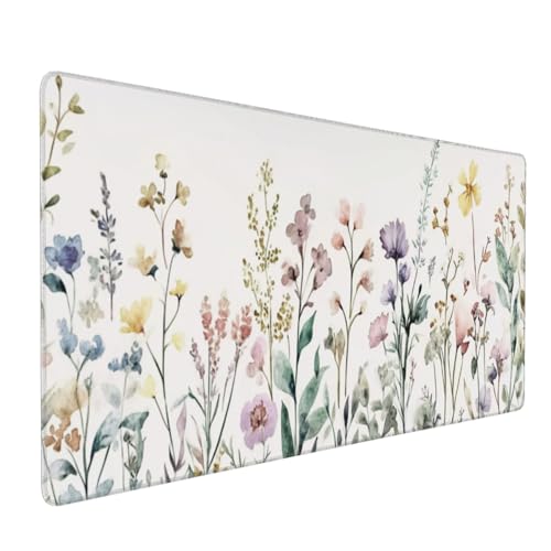 Schreibtischunterlage mit Blumenmuster, groß, ausziehbar, XXL, Beige, Boho-Schreibtischunterlage, 90 x 40 cm, niedlich, minimalistisch, Blumen, Ästhetik, Computer, Laptop, Mauspad, rutschfest, für Schreibtischunterlage mit Blumenmuster, groß, ausziehbar, XXL, Beige, Boho-Schreibtischunterlage, 90 x 40 cm, niedlich, minimalistisch, Blumen, Ästhetik, Computer, Laptop, Mauspad, rutschfest, für von Kawani