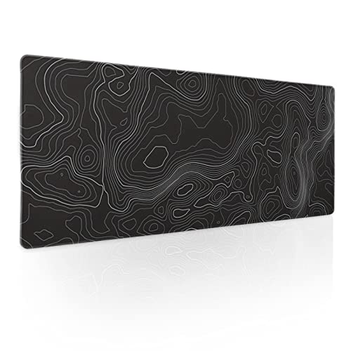 Toographic Contour schwarzes Gaming-Mauspad, XL, geografische Kartenlinien, erweiterte große Schreibtischabdeckung, große Tischmatte, rutschfeste Gummiunterseite, Spielmatte für Gamer, 80x29 cm Toographic Contour schwarzes Gaming-Mauspad, XL, geografische Kartenlinien, erweiterte große Schreibtischabdeckung, große Tischmatte, rutschfeste Gummiunterseite, Spielmatte für Gamer, 80x29 cm von Kawani