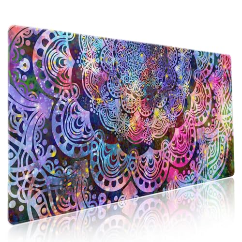 Violettes Mandala-Gaming-Mauspad, XXL, Rosa, Blau, Grün, abstrakte Kunst, erweiterte große Schreibtischunterlage, rutschfeste Gummiunterseite, genähte Kanten, lange Tastatur-Mauspad für PC, Computer, Violettes Mandala-Gaming-Mauspad, XXL, Rosa, Blau, Grün, abstrakte Kunst, erweiterte große Schreibtischunterlage, rutschfeste Gummiunterseite, genähte Kanten, lange Tastatur-Mauspad für PC, Computer, von Kawani