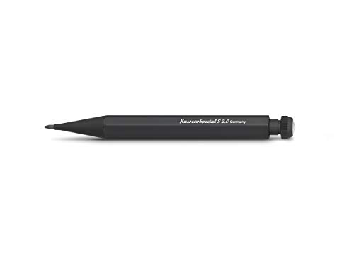 Kaweco 10000536 SPECIAL S Druckbleistift 2 I Minenbleistift aus hochwertigem Aluminium in oktogonalem Acht Kant Format I Druckminenbleistift 10,5 cm I Druck-Bleistift nachfüllbar Schwarz ohne Radiergummi von Kaweco