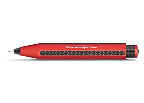 Kaweco AC Sport Druckbleistift 0.7mm HB I 12 g Minenbleistift aus hochwertigem Aluminium - veredelt mit Carbon I Luxuriöser Druckminenbleistift 10,5 cm - Red I Druck-Bleistift nachfüllbar Rot von Kaweco