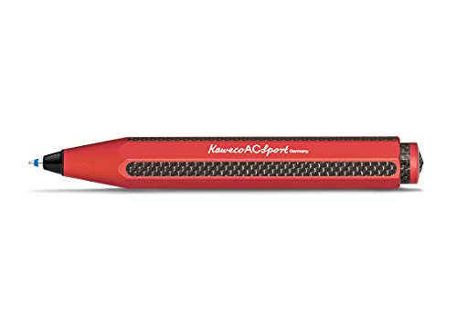 Kaweco AC Sport Red Luxus Business Kuli aus hochwertigem Aluminium - veredelt mit Carbon I Edel Kugelschreiber mit Geschenk-Box I Exklusiver Taschen-Kugelschreiber I Druckkugelschreiber 10,5 cm Rot von Kaweco