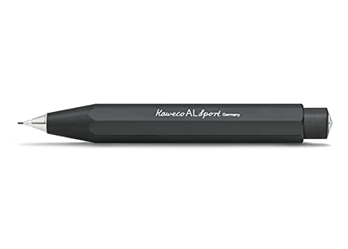 Kaweco AL Sport Druckbleistift 0.7mm HB I 12 g Minenbleistift aus hochwertigem Aluminium I Seidenglänzender Druckminenbleistift 10,5 cm - Black I Druck-Bleistift nachfüllbar Schwarz von Kaweco