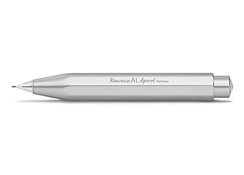Kaweco AL Sport Druckbleistift 0.7mm HB I 12 g Minenbleistift aus hochwertigem Aluminium I Seidenglänzender Druckminenbleistift 10,5 cm - Silver I Druck-Bleistift nachfüllbar Silber von Kaweco