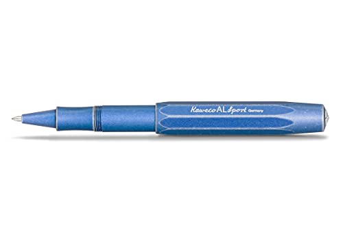 Kaweco Al Sport Blau Gel- / Kugelschreiber inklusive 0,7mm Rollerball Tintenroller Mine für Linkshänder und Rechtshänder im klassischen Design mit Keramikkugel I Stonewashed Blue Gelroller 13,5cm von Kaweco