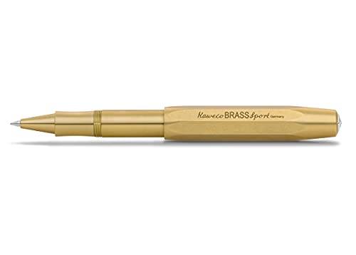 Kaweco Brass Sport Gel- / Kugelschreiber inklusive 0,7 mm Rollerball Tintenroller Mine für Linkshänder & Rechtshänder im klassischen Design mit Keramikkugel I Gelroller aus Messing 13,5 cm, schwarz von Kaweco