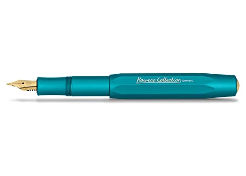 Kaweco COLLECTION Füllfederhalter Iguana Blue I Premium Füllhalter mit vergoldeter Stahlfeder und Iridiumspitze für Tintenpatronen I Sport Füller 13 cm I Federbreite: BB (Extra Breit) von Kaweco