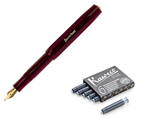 Kaweco Classic Sport Medium Schreibfeder + Set mit 6 Tintenpatronen Schwarz (Burgund) von Kaweco