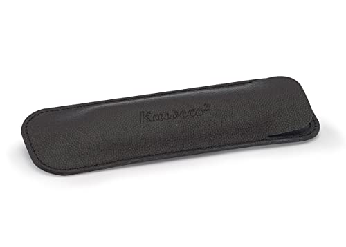 Kaweco Eco Leder Etui Lang I Stifte Etui für 2 Stifte lang I Schreibetui aus echtem Leder mit schöner Prägung I schicke und Klassische Stifttasche I Stiftetui 15 x 5 x 5 cm in schwarz von Kaweco