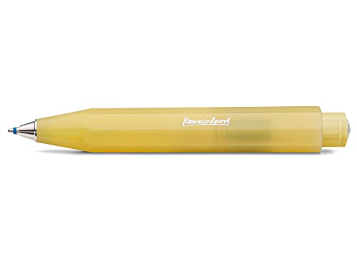 Kaweco Frosted Sport Sweet Banana Business Kuli aus hochwertigem Kunststoff I 12g leichter & sommerlicher Taschen-Kugelschreiber mit zuverlässiger Herzkurvenmechanik I Druckkugelschreiber 10,5cm Gelb von Kaweco