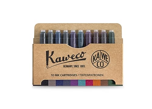 Kaweco Füller Tintenpatronen 10er Pack Colours für Patronen-Füller mit kurzen Standardpatronen | 10 Füllerpatronen für Tintenpatronen Füller vieler Markenhersteller I Tinte für Füller von Kaweco