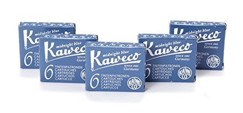 Kaweco Füllfederhalter, kurze Tintenpatronen Packung mit 5 x 6 Stück (insgesamt 30 Stück) Mitternachtsblau (blau / schwarz) von Kaweco