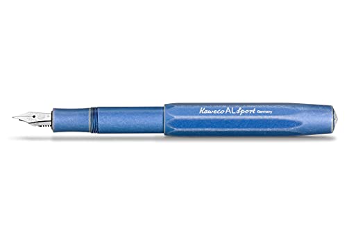 Kaweco Füllfederhalter Al Sport Blau I Premium Füllfederhalter Luxus für Tintenpatronen mit hochwertiger Stahlfeder I Sport Füller 13,5 cm Stonewashed Blue Federbreite: BB (Extra Breit) von Kaweco