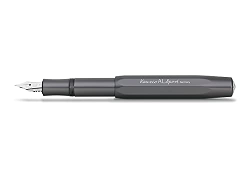 Kaweco Füllfederhalter Al Sport I Premium Füllfederhalter Luxus für Tintenpatronen mit hochwertiger Stahlfeder I Sport Füller 13,5 cm Anthrazit Federbreite: BB (Extra Breit) von Kaweco