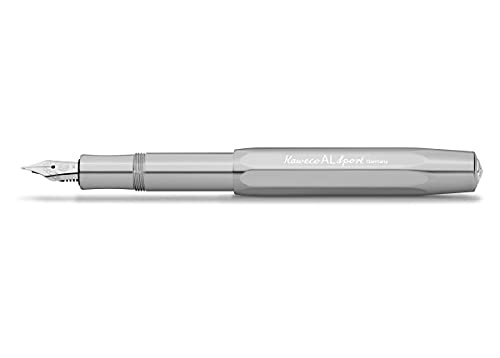 Kaweco Füllfederhalter Al Sport I Premium Füllfederhalter Luxus für Tintenpatronen mit hochwertiger Stahlfeder I Sport Füller 13,5 cm Raw Federbreite: F (Fein) von Kaweco