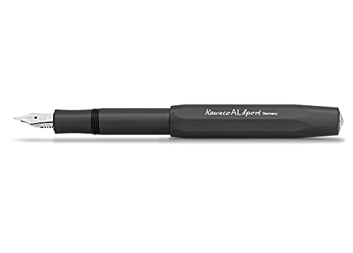 Kaweco Füllfederhalter Al Sport I Premium Füllfederhalter Luxus für Tintenpatronen mit hochwertiger Stahlfeder I Sport Füller 13,5 cm Schwarz Federbreite: B (Breit) von Kaweco